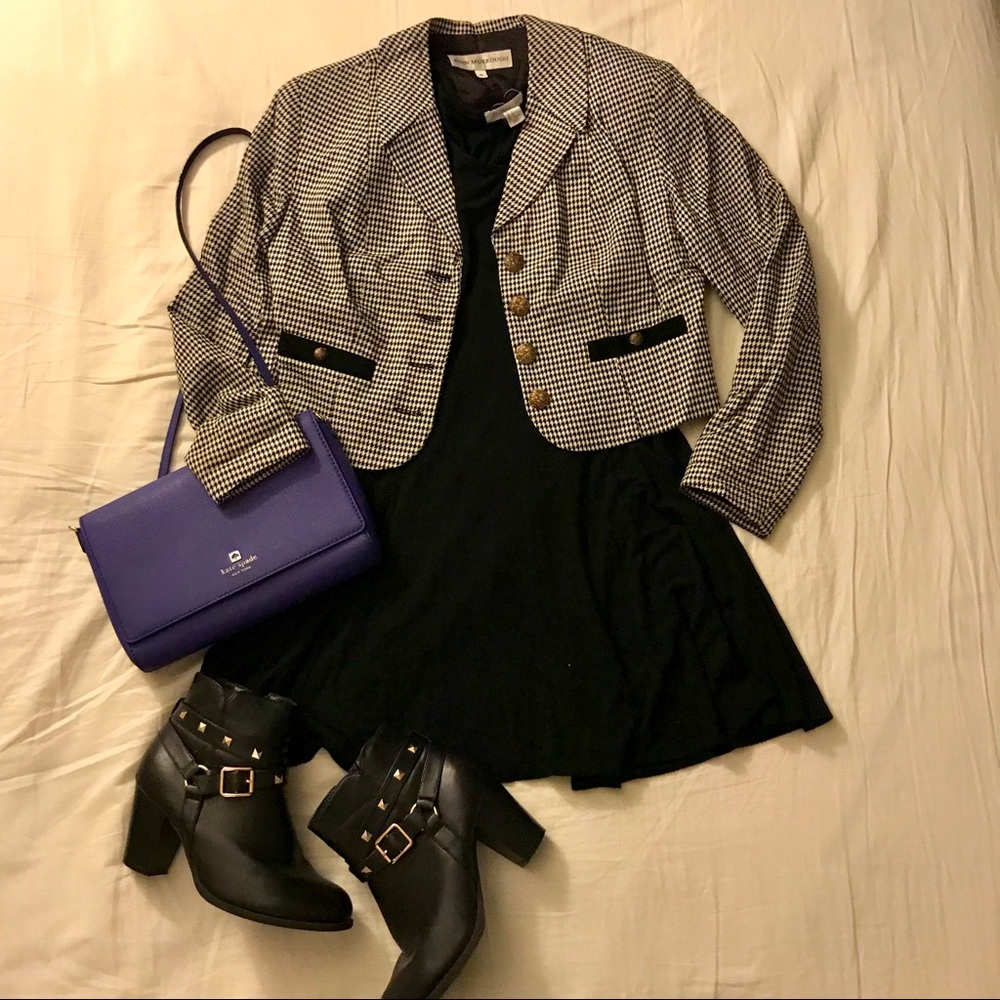 Vintage Houndstooth Cropped Blazer